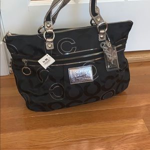 Black Poppy Coach Bag